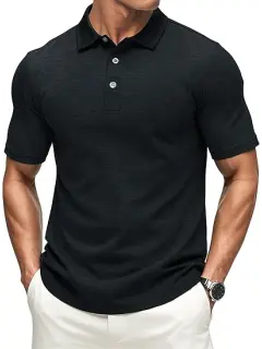 MAGCOMSEN Men's Short-Sleeve Polo,Golf Shirts for Men 3-Button Moisture Wicking,Athletic Outdoor Collared T-Shirt