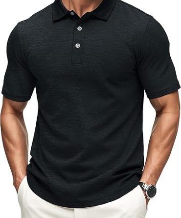 MAGCOMSEN Men's Short-Sleeve Polo,Golf Shirts for Men 3-Button Moisture Wicking,Athletic Outdoor Collared T-Shirt_1a4b9